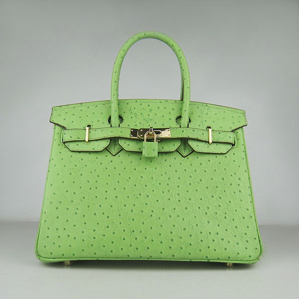 Replica Hermes Birkin 30CM Ostrich Veins Handbag Green 6088 On Sale